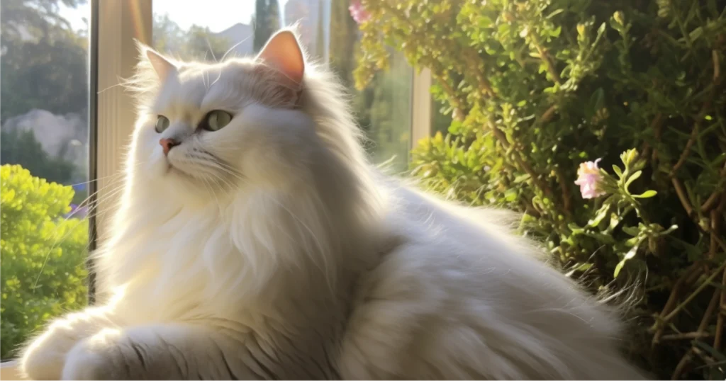 WhiskerWitty Cat by Window in Garden