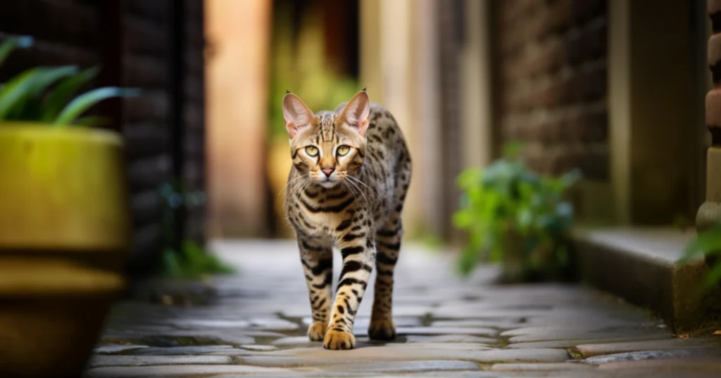 whiskerwitty-african-savannah-cat-walking-path