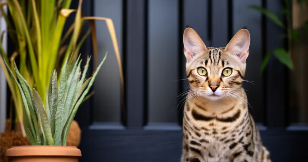 whiskerwitty-african-savannah-cat-with-plant