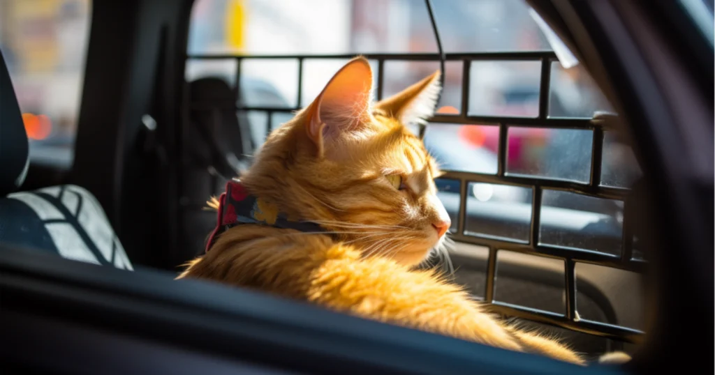 whiskerwitty-orange-tabby-in-car-with-leash