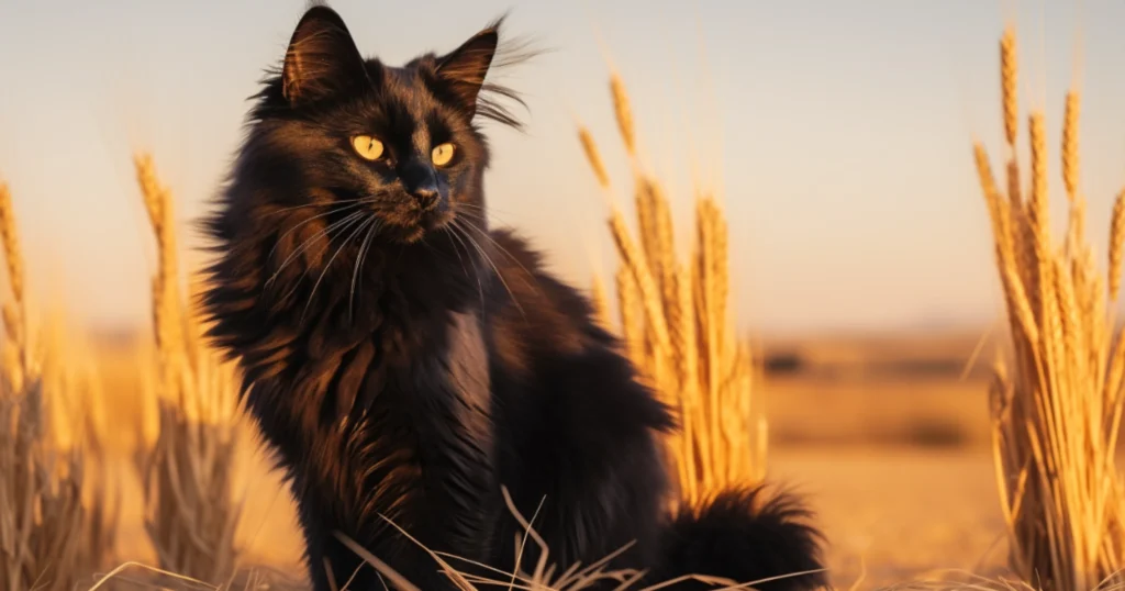 whiskerwitty-black-laperm-cat-breed-wheat-field